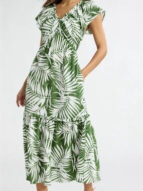Sofia Jeans by Sofia Vergara Dress with Flutter Sleeves Below Calf Length size S